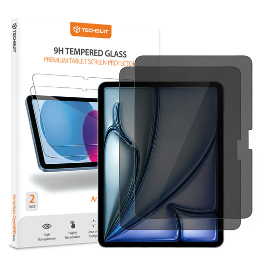 Protector de pantalla Privacy Techsuit ArmorGlass CrystalHD para Apple iPad Air 11 (2026), Vidrio templado, Pegamento completo, Set de 2 piezas