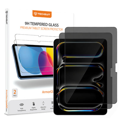 Protector de pantalla Privacy Techsuit ArmorGlass CrystalHD para Apple iPad Pro 11 (2024), Vidrio templado, Pegamento completo, Set de 2 piezas