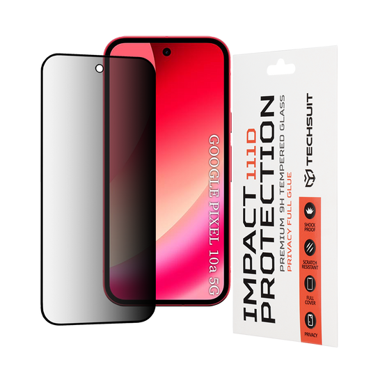 Protector de pantalla Privacy Techsuit para Google Pixel 10a, Cristal Templado, Full Glue, 111D