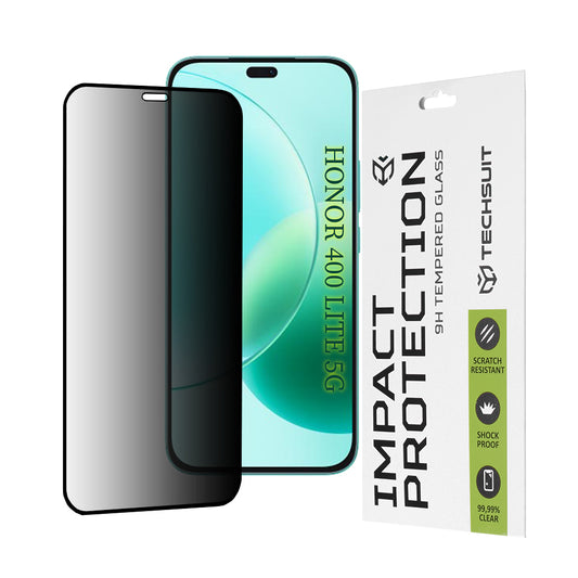 Protector de pantalla Privacy Techsuit para Honor 400 Lite / X8c / X8b, vidrio templado, adhesivo completo, 111D