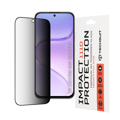 Protector de pantalla Privacy Techsuit para Honor 600 Smart, vidrio templado, adhesivo completo, 111D