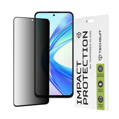 Protector de pantalla Privacy Techsuit para Honor X7b 5G / 90 Smart / X7b 4G, vidrio templado, adhesivo completo, 111D