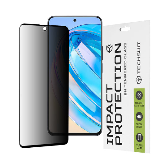 Protector de pantalla Privacy Techsuit para Honor X8a / X8 4G, vidrio templado, adhesivo completo, 111D