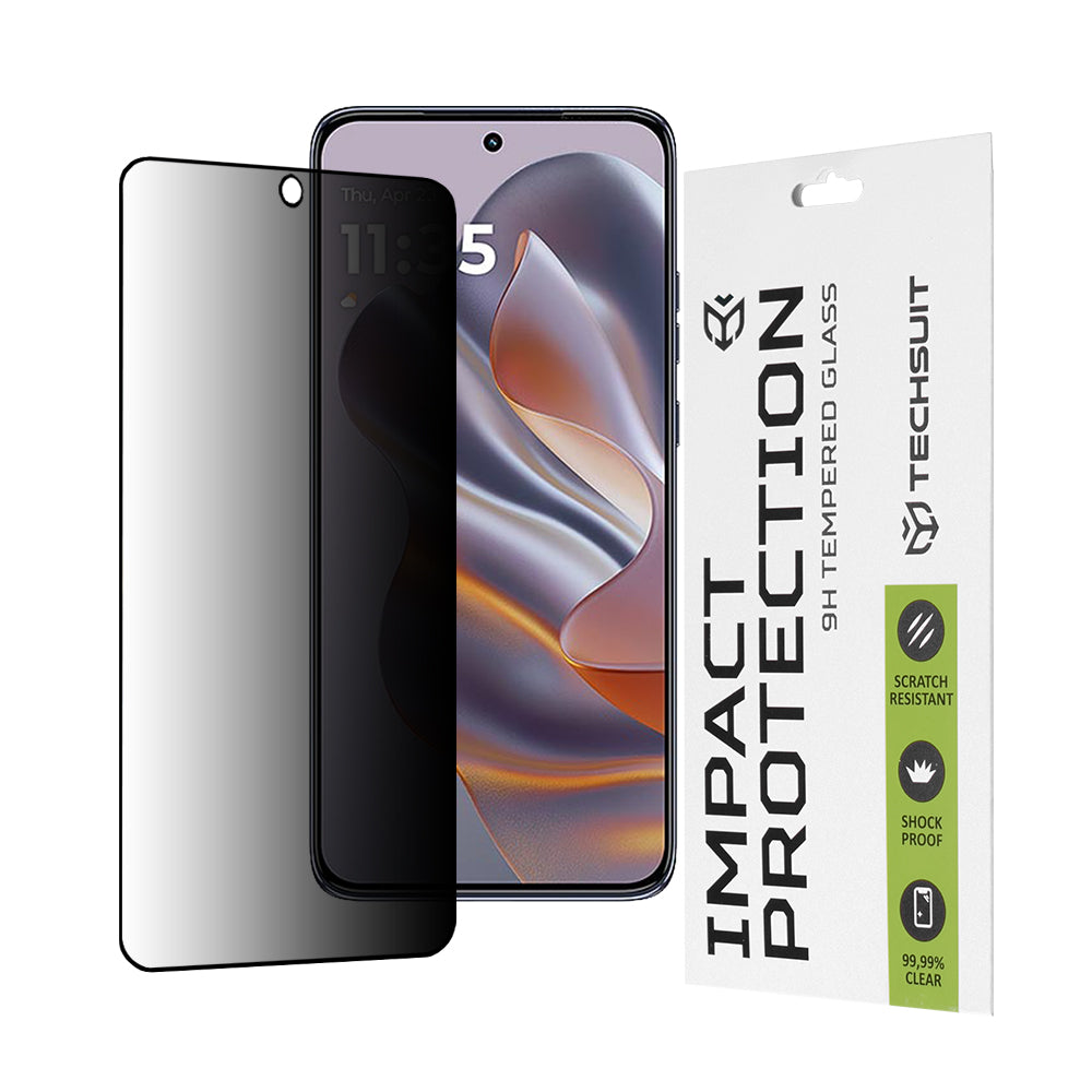 Protector de pantalla Privacy Techsuit para Motorola Edge 50 Neo, vidrio templado, adhesivo completo, 111D