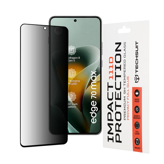 Protector de pantalla Privacy Techsuit para Motorola Edge 70 Max, vidrio templado, adhesivo completo, 111D