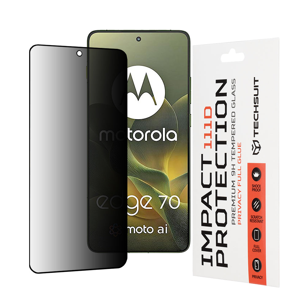 Protector de pantalla Privacy Techsuit para Motorola Edge 70, Cristal Templado, Full Glue, 111D
