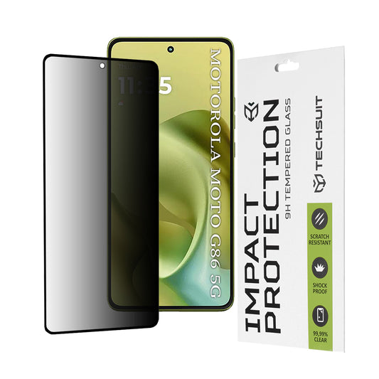 Protector de pantalla Privacy Techsuit para Motorola Moto G86, vidrio templado, adhesivo completo, 111D