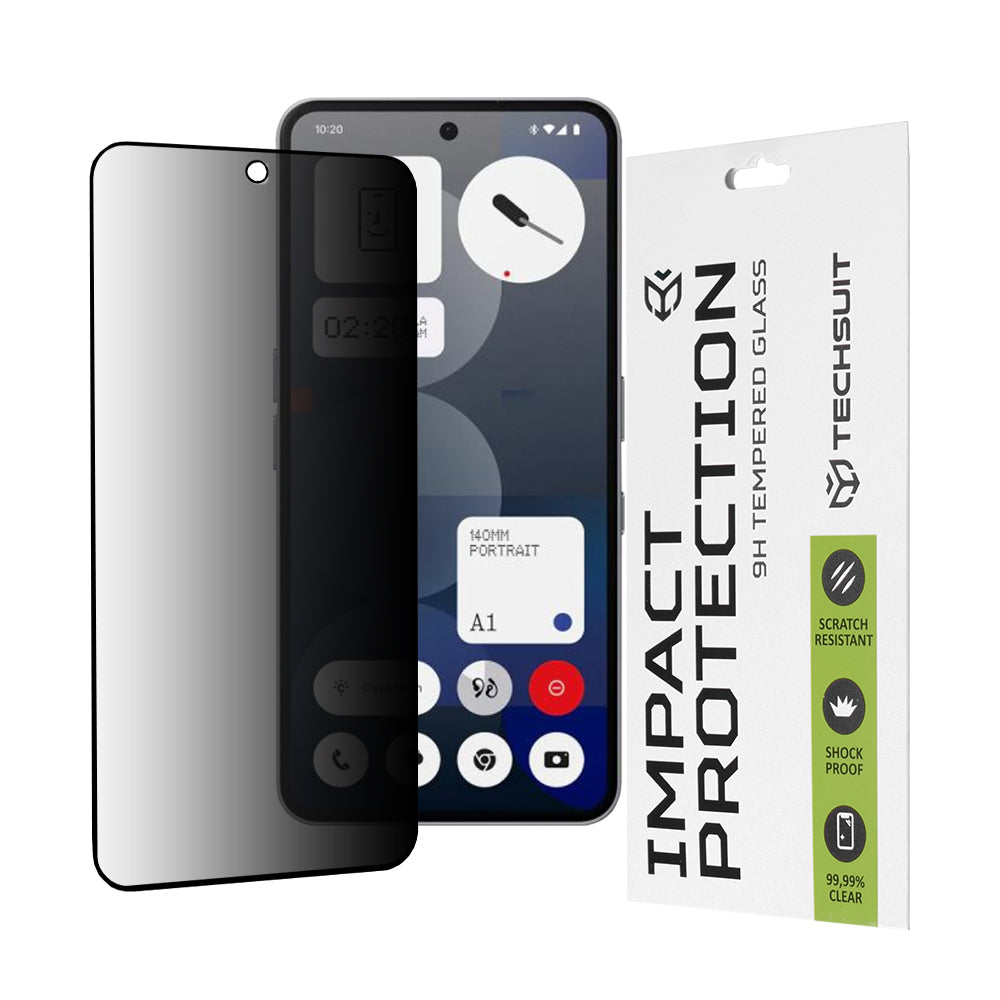 Protector de pantalla Privacy Techsuit para Nothing Phone (3a) / Phone (3a) Pro, vidrio templado, adhesivo completo, 111D