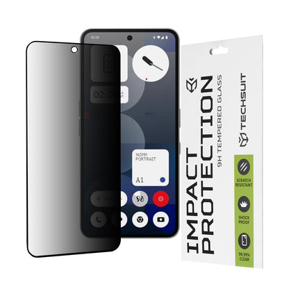 Protector de pantalla Privacy Techsuit para Nothing Phone (3a) / Phone (3a) Pro, vidrio templado, adhesivo completo, 111D