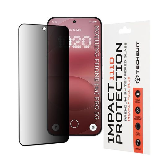 Protector de pantalla Privacy Techsuit para Nothing Phone (4a) Pro, Cristal Templado, Full Glue, 111D