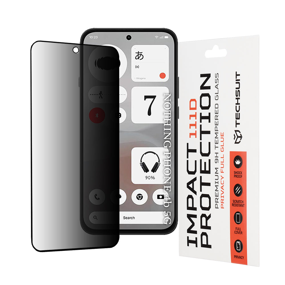 Protector de pantalla Privacy Techsuit para Nothing Phone (4b), vidrio templado, adhesivo completo, 111D