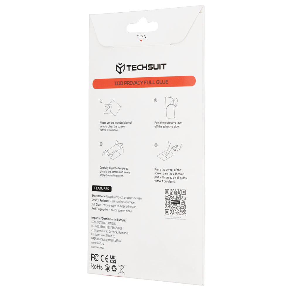 Protector de pantalla Privacy Techsuit para Nothing Phone (4b), vidrio templado, adhesivo completo, 111D