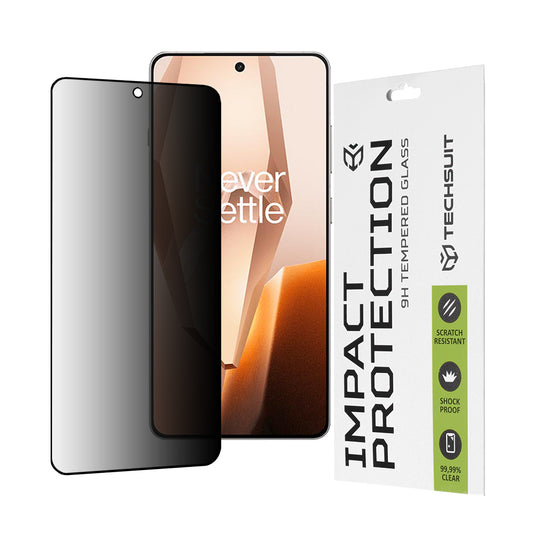 Protector de pantalla Privacy Techsuit para OnePlus 13R, vidrio templado, adhesivo completo, 111D