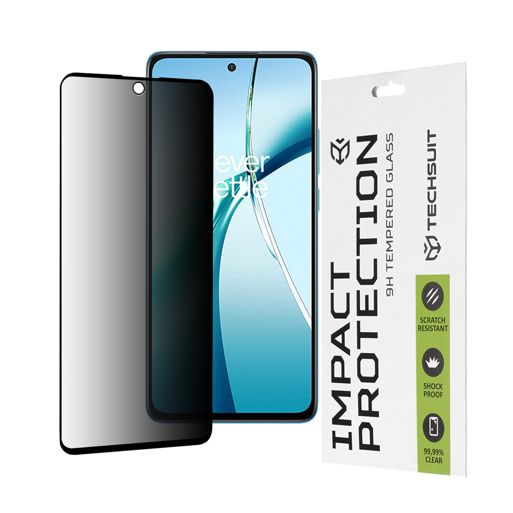 Protector de pantalla Privacy Techsuit para OnePlus Nord CE4 Lite, vidrio templado, adhesivo completo, 111D