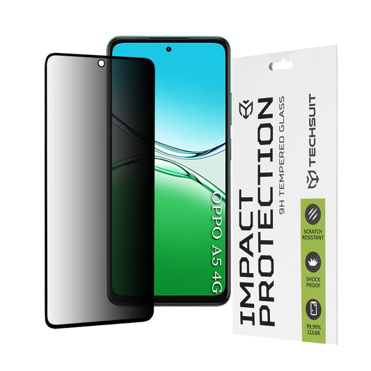 Protector de pantalla Privacy Techsuit para Oppo A5 4G, vidrio templado, adhesivo completo, 111D