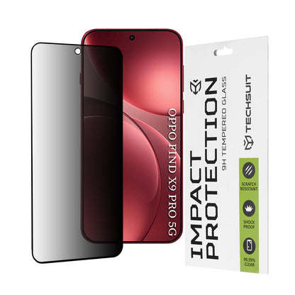 Protector de pantalla Privacy Techsuit para Oppo Find X9 Pro, Cristal Templado, Full Glue, 111D