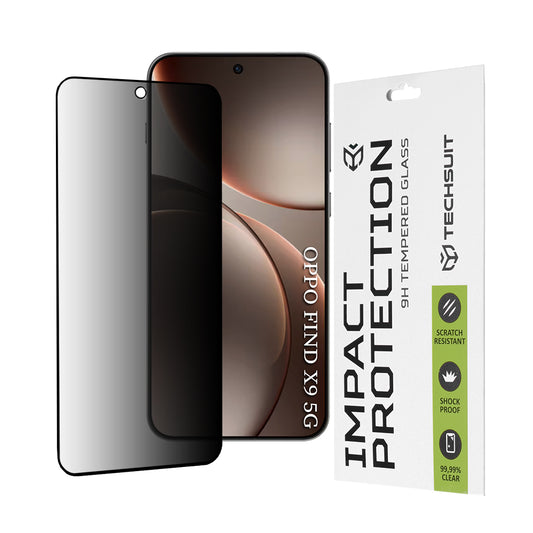 Protector de pantalla Privacy Techsuit para Oppo Find X9, Cristal Templado, Full Glue, 111D