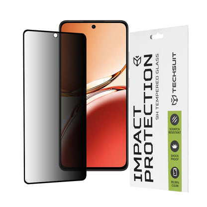 Protector de pantalla Privacy Techsuit para Oppo Reno12 FS 5G / Reno12 FS 4G / Reno12 F 4G / Reno12 F, vidrio templado, adhesivo completo, 111D