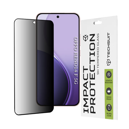 Protector de pantalla Privacy Techsuit para Oppo Reno14 FS 5G / Reno14 F, vidrio templado, adhesivo completo, 111D
