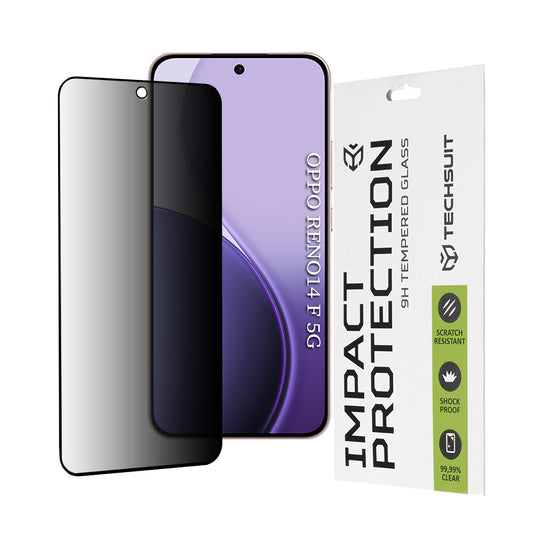 Protector de pantalla Privacy Techsuit para Oppo Reno14 FS 5G / Reno14 F, vidrio templado, adhesivo completo, 111D