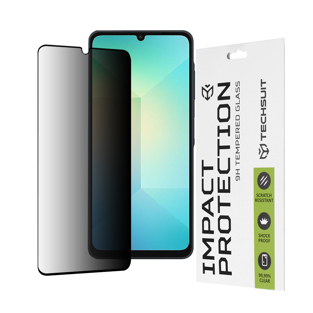 Protector de pantalla Privacy Techsuit para Samsung Galaxy A06 A065, vidrio templado, adhesivo completo, 111D