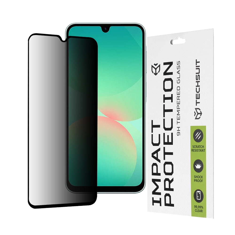 Protector de pantalla Privacy Techsuit para Samsung Galaxy A26 A266, vidrio templado, adhesivo completo, 111D