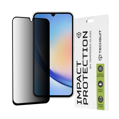 Protector de pantalla Privacy Techsuit para Samsung Galaxy A34 A346, vidrio templado, adhesivo completo, 111D