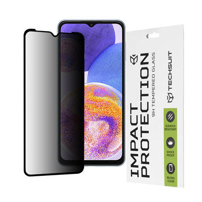 Protector de pantalla Privacy Techsuit para Samsung Galaxy M13 M135 / F13 E135 / A23 5G A236 / A23 A235, vidrio templado, adhesivo completo, 111D