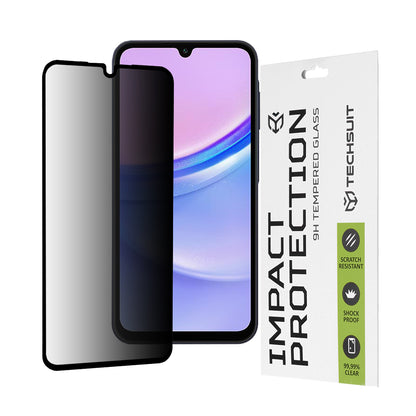 Protector de pantalla Privacy Techsuit para Samsung Galaxy M15 / A15 5G A156 / A15 A155, vidrio templado, adhesivo completo, 111D