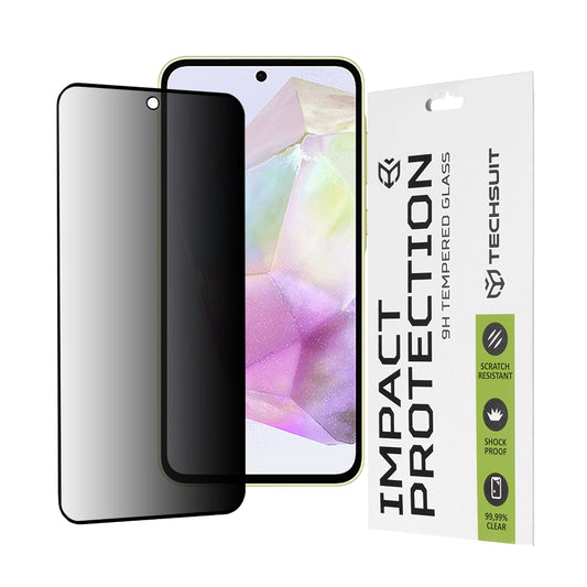 Protector de pantalla Privacy Techsuit para Samsung Galaxy M56 M566 / M35 / A55 5G A556 / A35 5G A356, vidrio templado, adhesivo completo, 111D