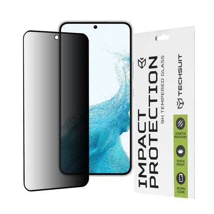 Protector de pantalla Privacy Techsuit para Samsung Galaxy S23 S911 / S22 5G S901, vidrio templado, adhesivo completo, 111D