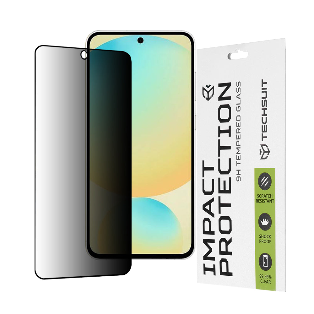 Protector de pantalla Privacy Techsuit para Samsung Galaxy S24 FE S721, vidrio templado, adhesivo completo, 111D