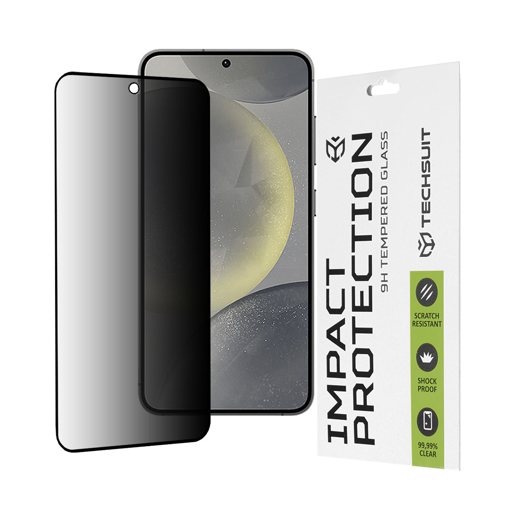 Protector de pantalla Privacy Techsuit para Samsung Galaxy S25 S931 / S24 S921, vidrio templado, adhesivo completo, 111D