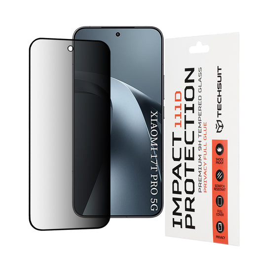 Protector de pantalla Privacy Techsuit para Xiaomi 17T Pro, vidrio templado, adhesivo completo, 111D