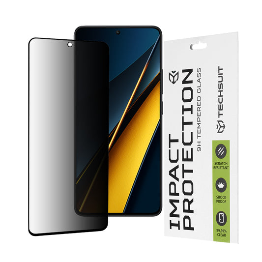 Protector de pantalla Privacy Techsuit para Xiaomi Poco X6 Pro, vidrio templado, adhesivo completo, 111D