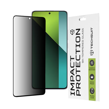 Protector de pantalla Privacy Techsuit para Xiaomi Poco X6 / Redmi Note 13 Pro 5G, vidrio templado, adhesivo completo, 111D