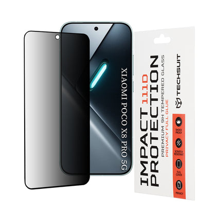 Protector de pantalla Privacy Techsuit para Xiaomi Poco X8 Pro, Cristal Templado, Full Glue, 111D