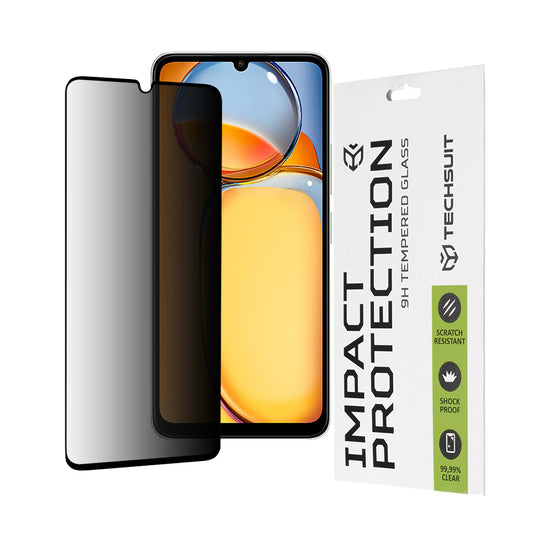 Protector de pantalla Privacy Techsuit para Xiaomi Redmi 13C 5G / 13C / Poco C65, vidrio templado, adhesivo completo, 111D
