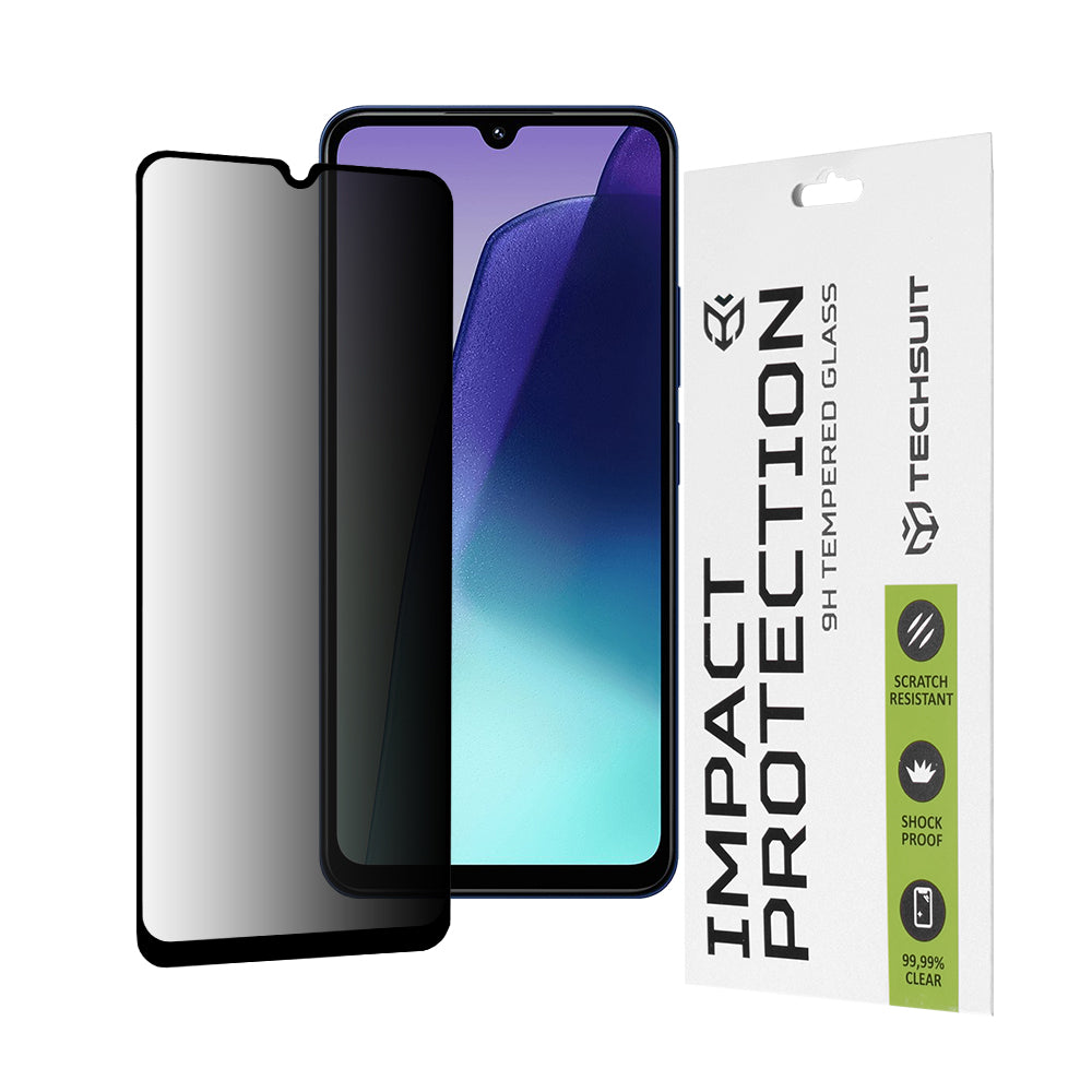 Protector de pantalla Privacy Techsuit para Xiaomi Redmi A5 4G (Regional) / 14C / Poco C75, vidrio templado, adhesivo completo, 111D