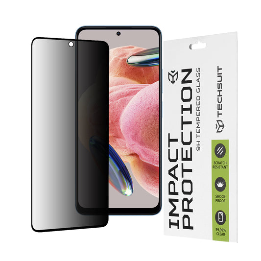 Protector de pantalla Privacy Techsuit para Xiaomi Redmi Note 12 4G / Poco X5 / Note 12 5G, vidrio templado, adhesivo completo, 111D