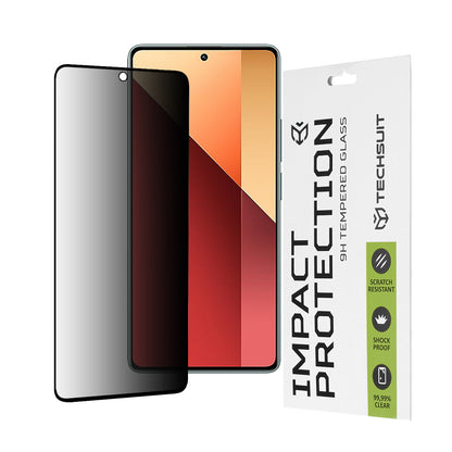 Protector de pantalla Privacy Techsuit para Xiaomi Redmi Note 13 Pro 4G / Poco M6 Pro 4G, vidrio templado, adhesivo completo, 111D