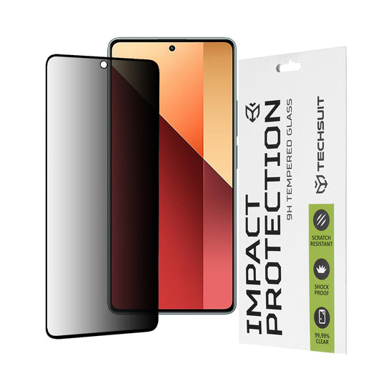 Protector de pantalla Privacy Techsuit para Xiaomi Redmi Note 13 Pro 4G / Poco M6 Pro 4G, vidrio templado, adhesivo completo, 111D