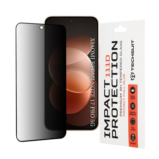 Protector de pantalla Privacy Techsuit para Xiaomi Redmi Note 17 Pro / Note 17 Pro Max, vidrio templado, adhesivo completo, 111D