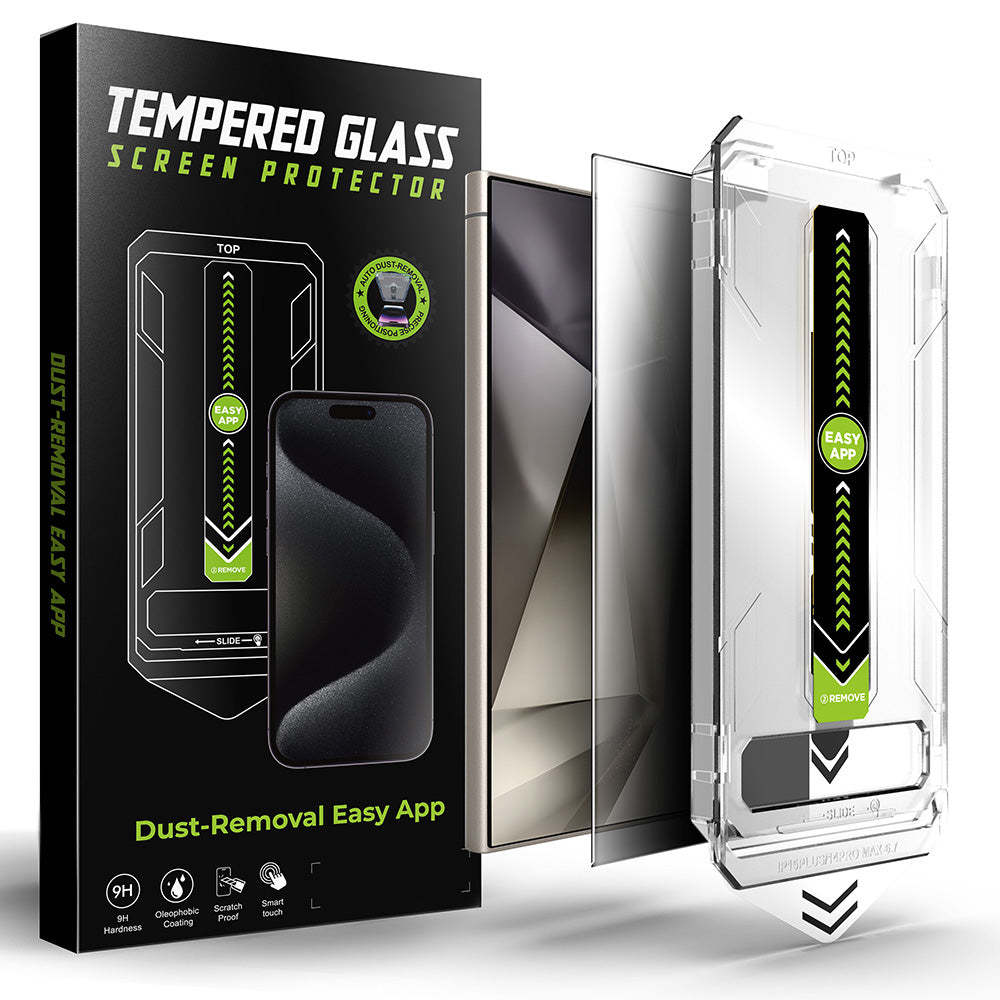 Protector de pantalla Privacy Techsuit TitanGlass CrystalHD para Samsung Galaxy S24 Ultra S928, Vidrio templado, Pegamento completo