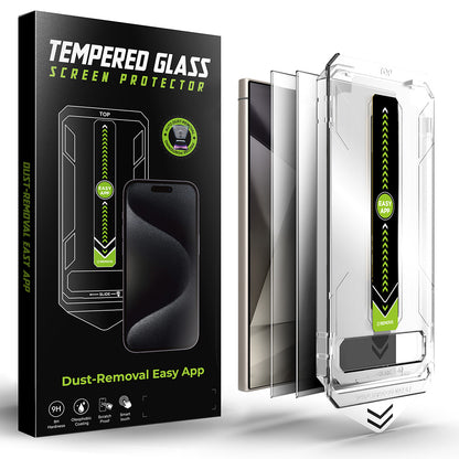 Protector de pantalla Privacy Techsuit TitanGlass CrystalHD para Samsung Galaxy S24 Ultra S928, Vidrio templado, Pegamento completo, Set de 2 piezas