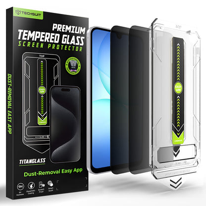 Protector de pantalla Privacy Techsuit TitanGlass CrystalHD para Samsung Galaxy A17 5G / A16 5G A166, vidrio templado, adhesivo completo, juego de 2 piezas