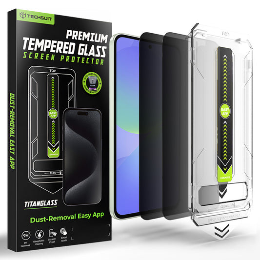 Protector de pantalla Privacy Techsuit TitanGlass CrystalHD para Samsung Galaxy A37 5G / A36 A366, Vidrio templado, Pegamento completo, Set de 2 piezas