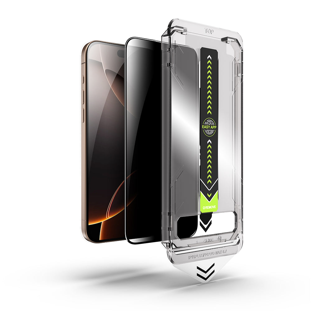 Protector de pantalla Privacy Techsuit TitanGlass para Apple iPhone 14 Plus / 13 Pro Max, Vidrio templado, Pegamento completo