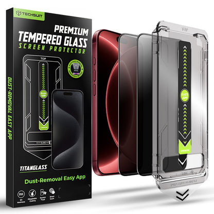 Protector de pantalla Privacy Techsuit TitanGlass para Apple iPhone 18 Pro Max, vidrio templado, adhesivo completo, set de 2 piezas