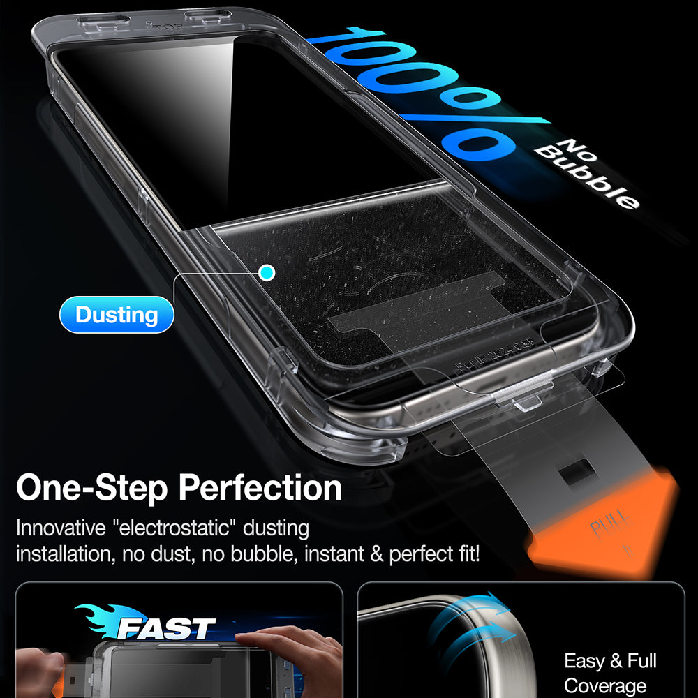 Protector de pantalla Privacy Torras GlassGo Install Master para Apple iPhone 17 Pro, Cristal Templado, Full Glue